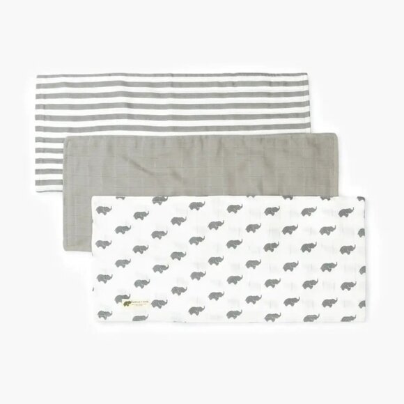 3-Pack Muslin Burp Cloths - Grey - Picture 1 of 1